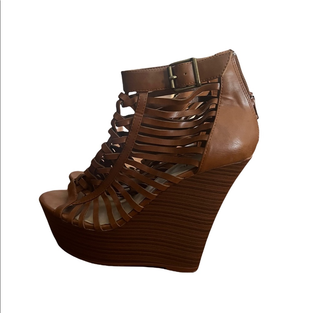 Brown wedge sandals